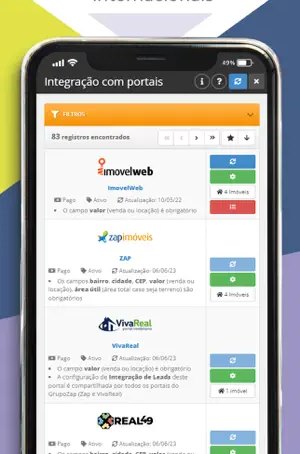 Tela do app CRM 49: Integração com portais