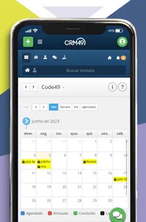 Tela do app CRM 49: Agenda do corretor